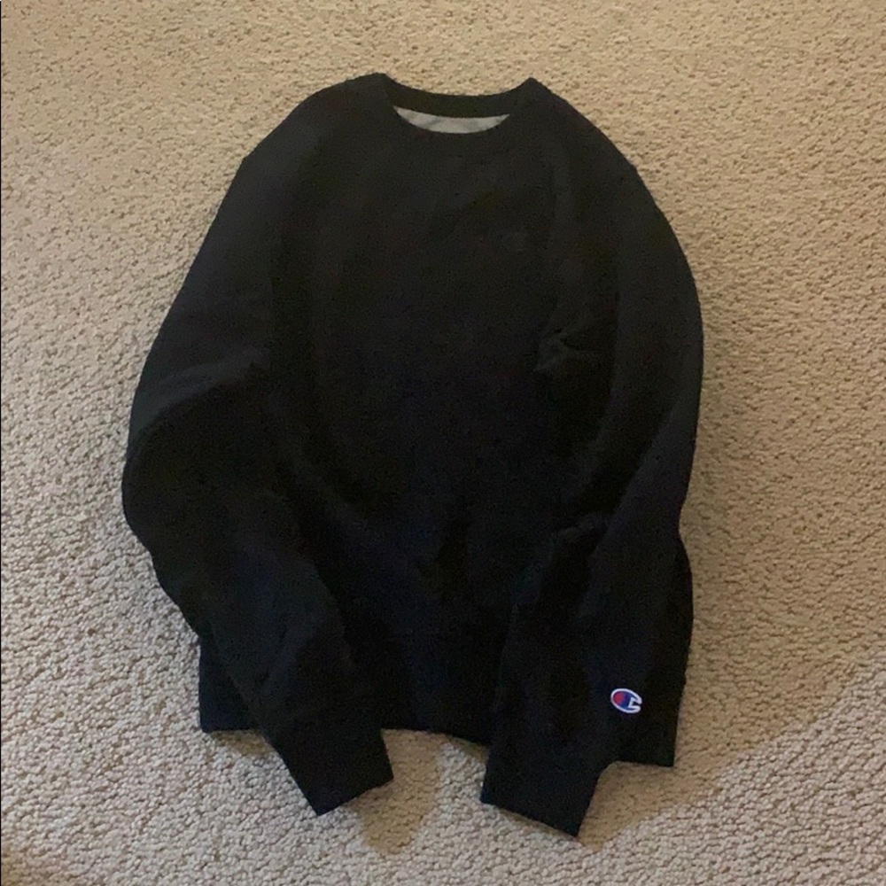 champion black fleece crewneck